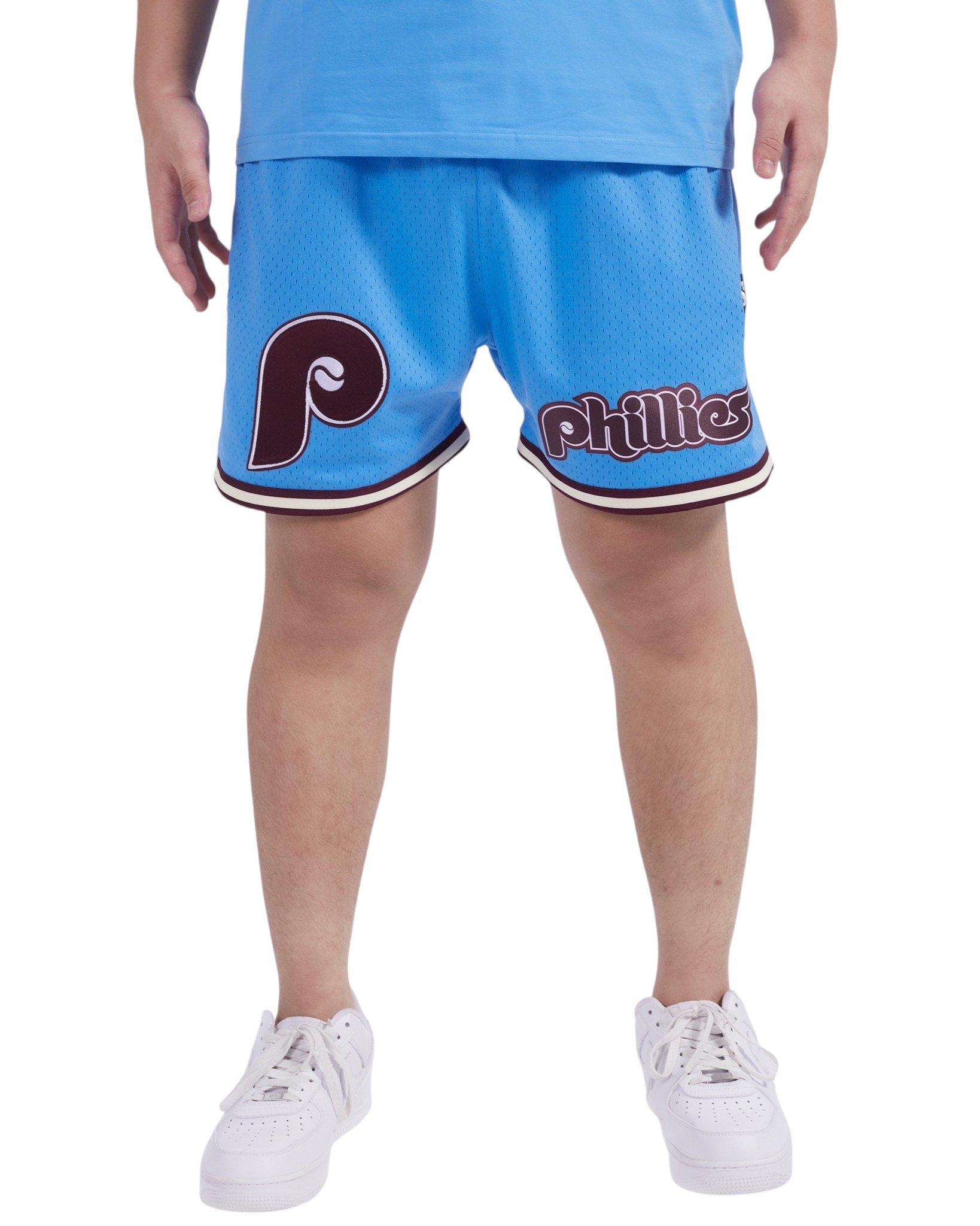 Pro Standard Men's MLB Philadelphia Phillies Retro Logo Mesh Short - Blue/Wine - BLUE/WINE